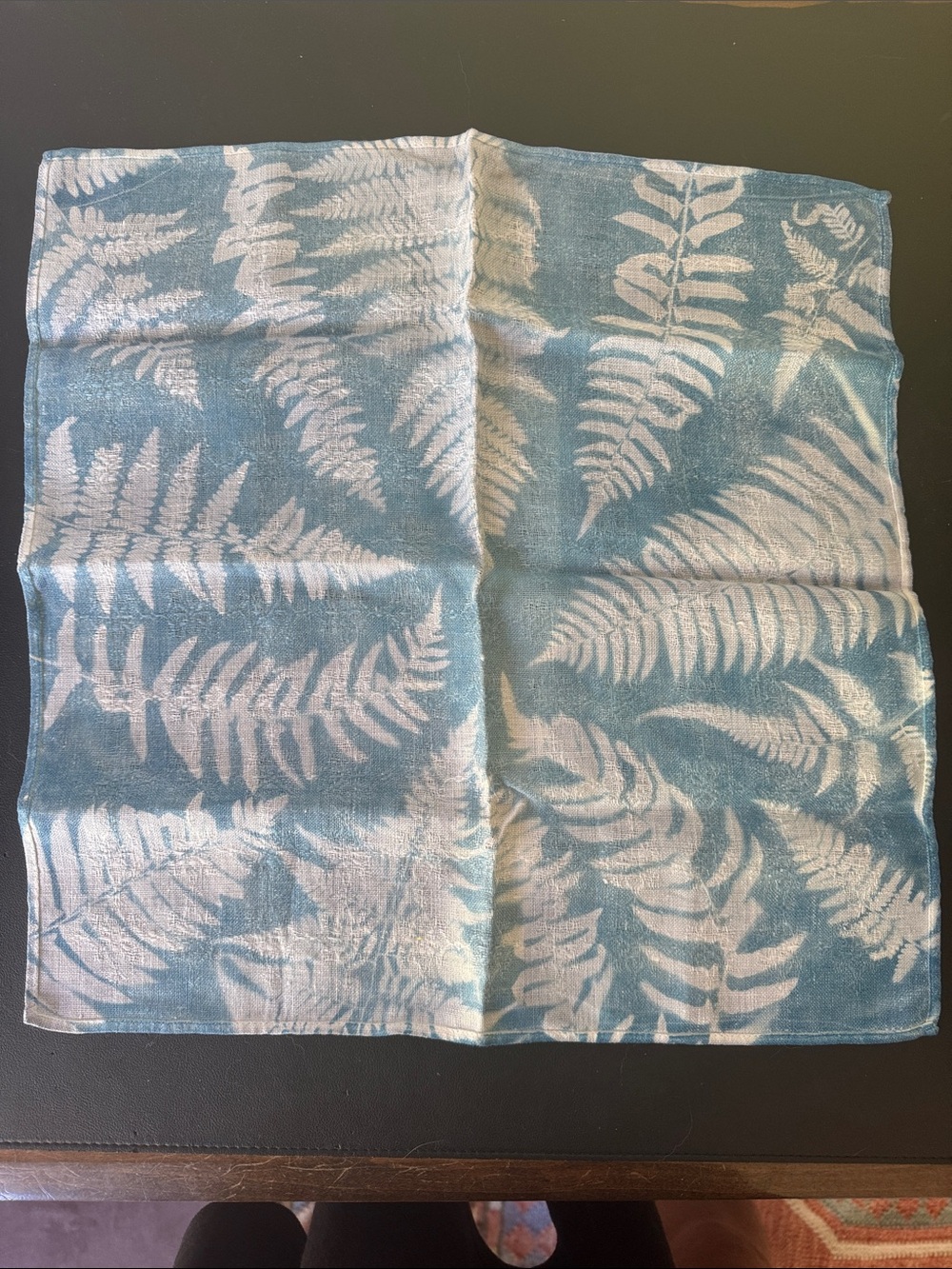 Vintage cyanotyped fern print napkin